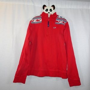 Vineyard Vines Fair Isle Whale Red Pullover